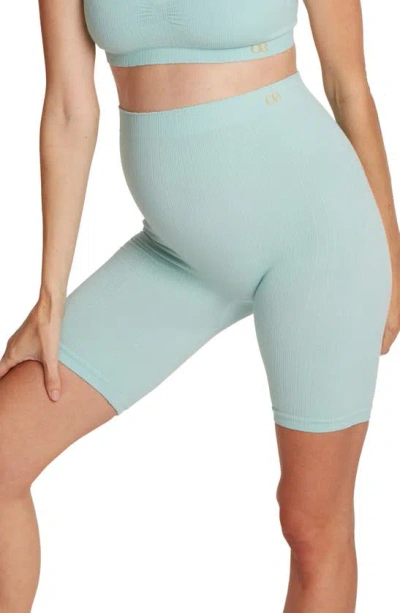 Cache Coeur Zoe Rib Maternity Shorts In Turquoise