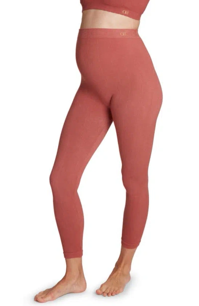 Cache Coeur Zoe Ribbed Crop Maternity Leggings In Terracotta