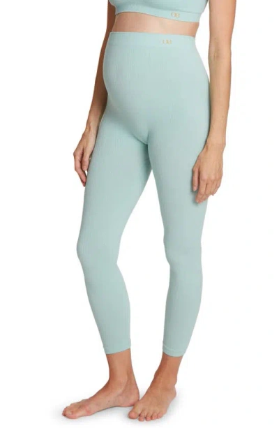 Cache Coeur Zoe Ribbed Crop Maternity Leggings In Turquoise