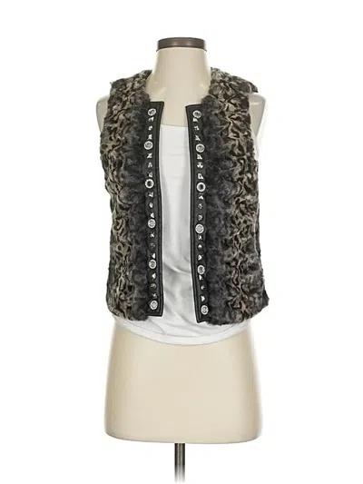 Pre-owned Caché Faux Fur Vest In Silver