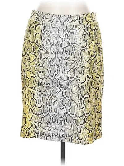 Pre-owned Caché Faux Leather Skirt In Yellow