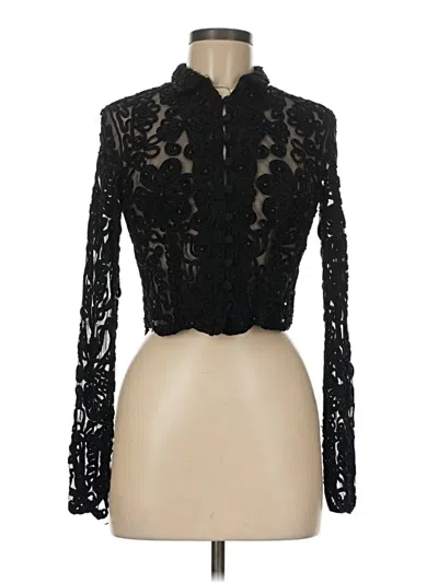 Pre-owned Caché Long Sleeve Blouse In Black