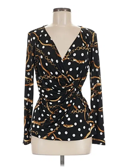 Pre-owned Caché Long Sleeve Blouse In Black