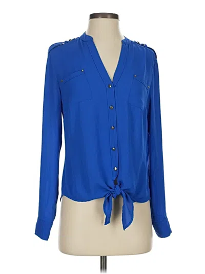 Pre-owned Caché Long Sleeve Blouse In Blue