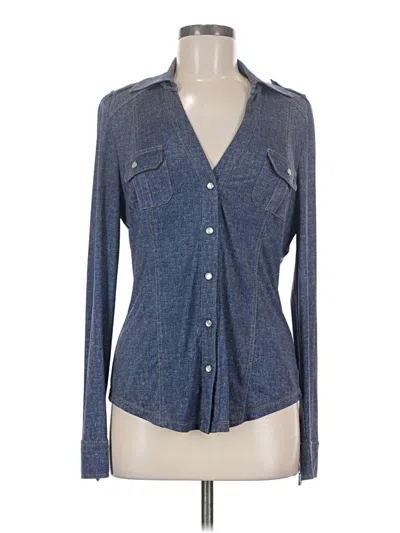 Pre-owned Caché Long Sleeve Blouse In Blue