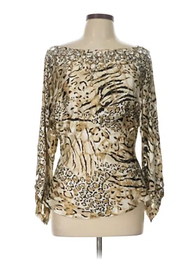 Pre-owned Caché Long Sleeve Blouse In Gold