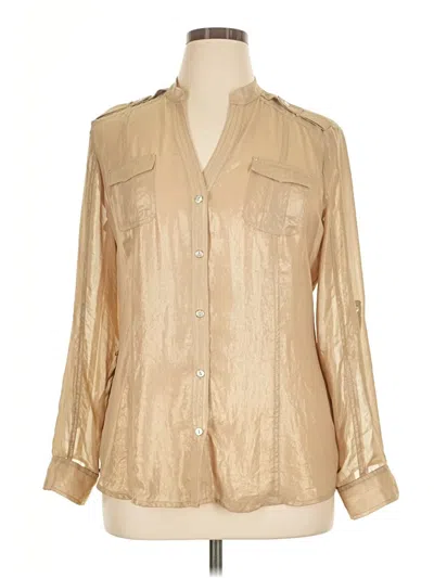 Pre-owned Caché Long Sleeve Blouse In Gold