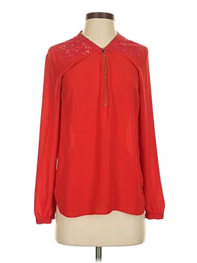 Pre-owned Caché Long Sleeve Blouse In Red