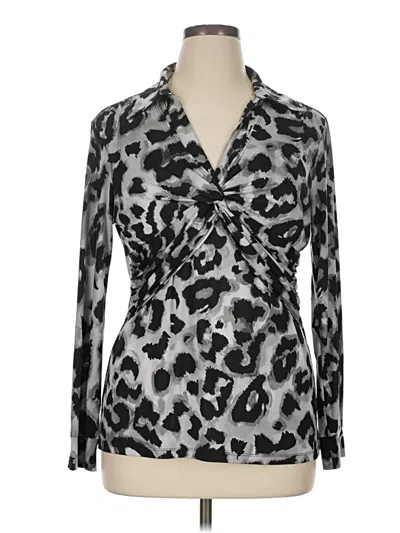 Pre-owned Caché Long Sleeve Blouse In Silver