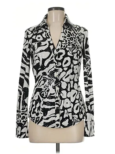 Pre-owned Caché Long Sleeve Blouse In Silver