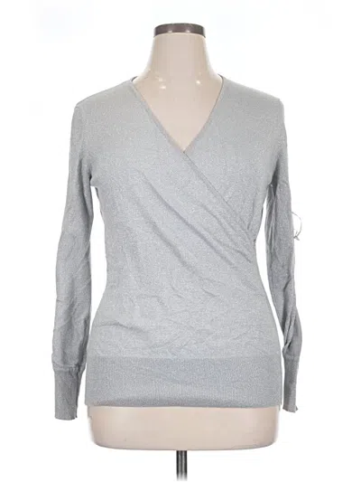 Pre-owned Caché Long Sleeve Top Gray V-neck Tops