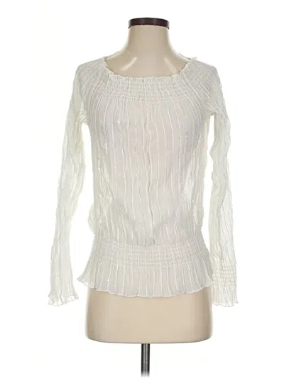 Pre-owned Caché Long Sleeve Top Ivory Square Neckline Tops