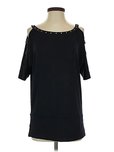 Pre-owned Caché Short Sleeve Top Black Cold Shoulder Neckline Tops