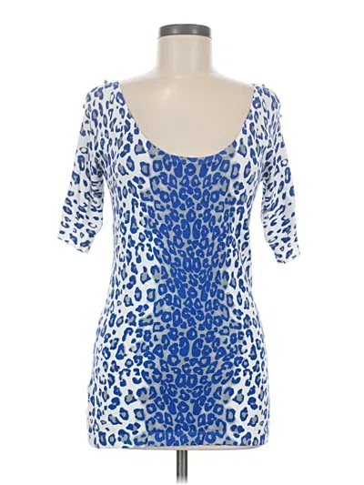 Pre-owned Caché Short Sleeve Top Blue Sweetheart Neckline Tops