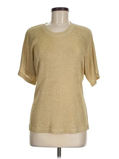 Pre-owned Caché Short Sleeve Top Gold Metallic Pattern Scoop Neck Tops