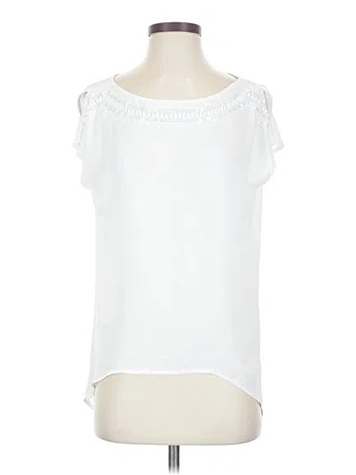 Pre-owned Caché Short Sleeve Top White Cold Shoulder Neckline Tops