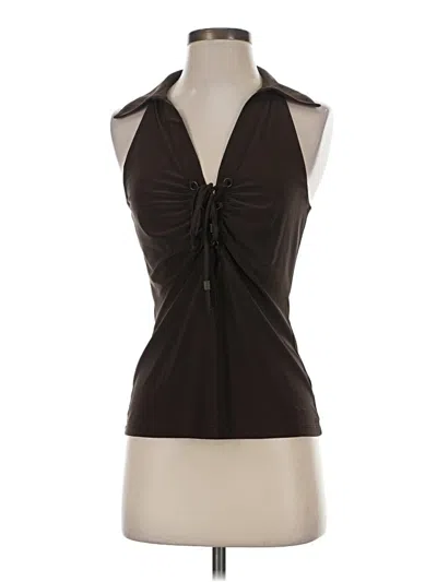 Pre-owned Caché Sleeveless Blouse In Brown