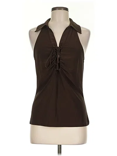 Pre-owned Caché Sleeveless Blouse In Brown