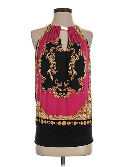 Pre-owned Caché Sleeveless Blouse In Burgundy