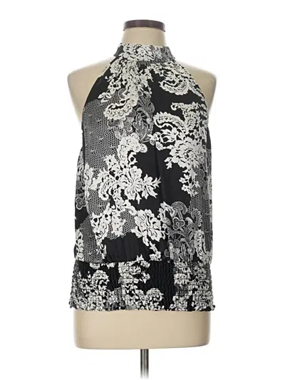 Pre-owned Caché Sleeveless Silk Top Black Halter Neckline Tops