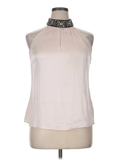 Pre-owned Caché Sleeveless Silk Top Ivory Halter Neckline Tops In White
