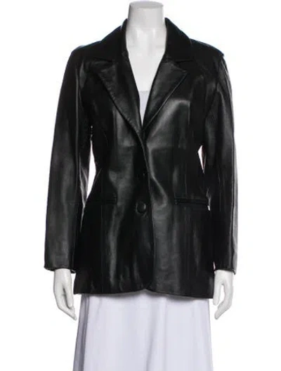 Pre-owned Caché Vintage Leather Coat In Black