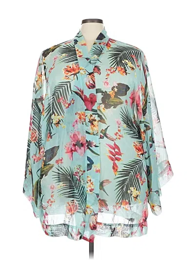 Pre-owned Cacique 3/4 Sleeve Blouse In Blue