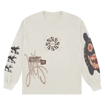 Pre-owned Cactus Jack By Travis Scott Air Records Long-sleeve Tee 'off White' In Cream