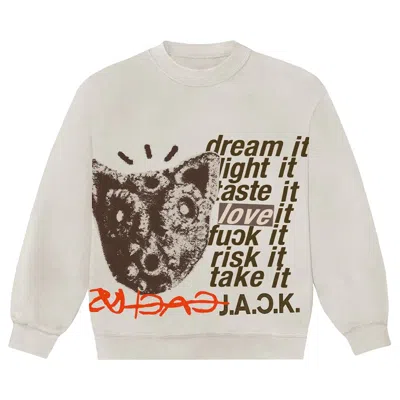 Pre-owned Cactus Jack By Travis Scott D.l.t.l.f.r.t. Crewneck 'cream'