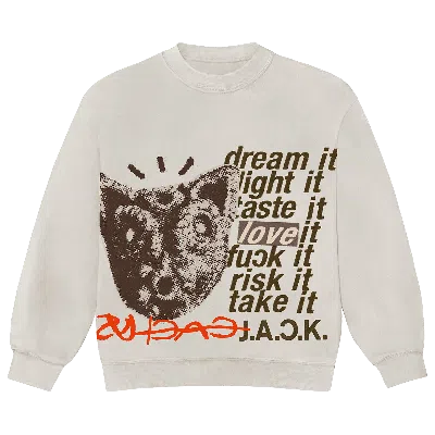 Pre-owned Cactus Jack By Travis Scott D.l.t.l.f.r.t. Crewneck 'off White' In Cream