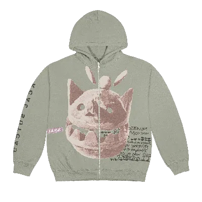 Pre-owned Cactus Jack By Travis Scott New Sight Zip Up Hoodie 'sage' In Green
