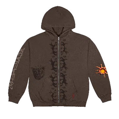 Pre-owned Cactus Jack By Travis Scott Reverse Dog Zip Up Hoodie 'brown'