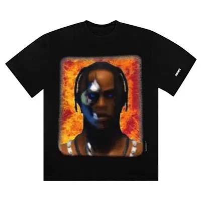 Pre-owned Cactus Jack By Travis Scott X Fortnite T-3500 Portrait T-shirt 'black' | Men's Size M