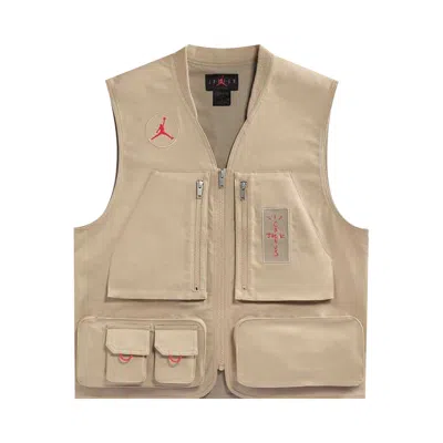 Pre-owned Cactus Jack By Travis Scott X Jordan Utility Vest (asia Sizing) 'desert/khaki/university Red' In Tan