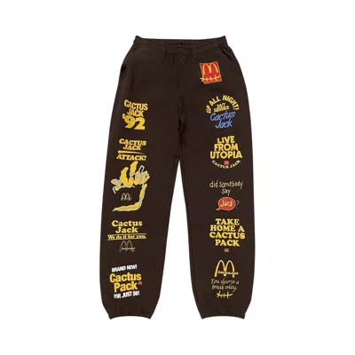Pre-owned Cactus Jack By Travis Scott X Mcdonald's Sticker Bomb Sweatpants 'brown'