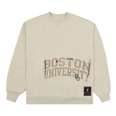 Pre-owned Cactus Jack By Travis Scott X Mitchell & Ness Boston University Crewneck 'tan'