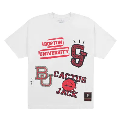 Pre-owned Cactus Jack By Travis Scott X Mitchell & Ness Boston University Handdrawn Tee 'white'