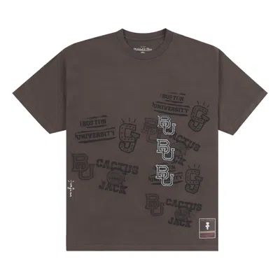 Pre-owned Cactus Jack By Travis Scott X Mitchell & Ness Boston University Seal Tee 'brown'