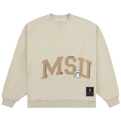 Pre-owned Cactus Jack By Travis Scott X Mitchell & Ness Michigan State University Crewneck 'tan' | Men's Size  In Brown