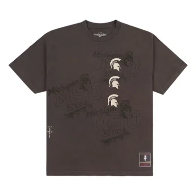 Pre-owned Cactus Jack By Travis Scott X Mitchell & Ness Michigan State University Seal Tee 'brown'