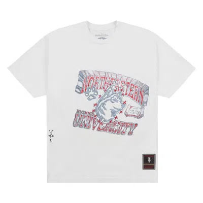 Pre-owned Cactus Jack By Travis Scott X Mitchell & Ness Northeastern University Handdrawn Tee 'white' | Men's