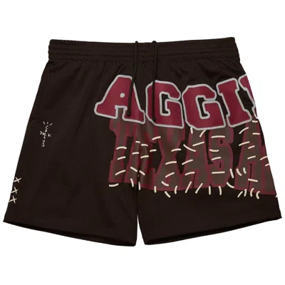 Pre-owned Cactus Jack By Travis Scott X Mitchell & Ness Texas A&m University Shorts 'brown' | Men's Size S
