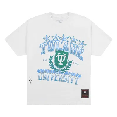 Pre-owned Cactus Jack By Travis Scott X Mitchell & Ness Tulane University Handdrawn Tee 'white' | Men's Size M