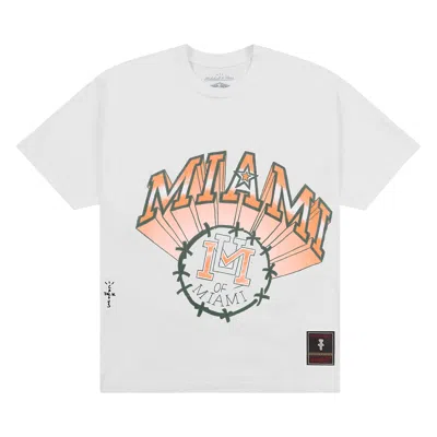 Pre-owned Cactus Jack By Travis Scott X Mitchell & Ness University Of Miami Handdrawn Tee 'white'