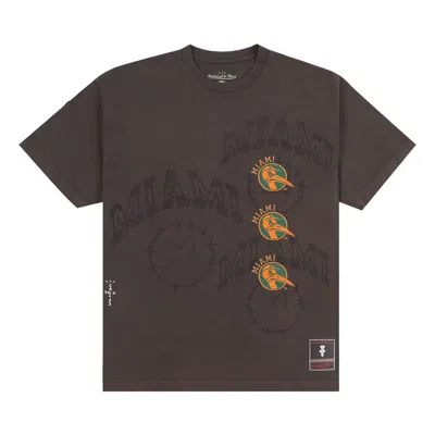 Pre-owned Cactus Jack By Travis Scott X Mitchell & Ness University Of Miami Seal Tee 'brown'