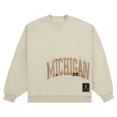 Pre-owned Cactus Jack By Travis Scott X Mitchell & Ness University Of Michigan Crewneck 'tan' | Men's Size Xxl In Brown