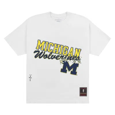 Pre-owned Cactus Jack By Travis Scott X Mitchell & Ness University Of Michigan Handdrawn Tee 'white'