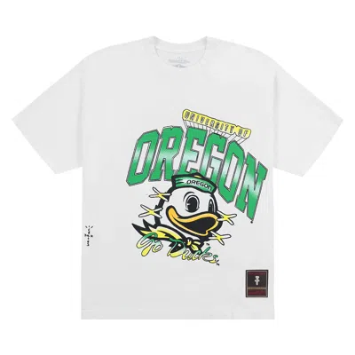Pre-owned Cactus Jack By Travis Scott X Mitchell & Ness University Of Oregon Handdrawn Tee 'white'