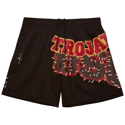 Pre-owned Cactus Jack By Travis Scott X Mitchell & Ness University Of Southern California Shorts 'brown'