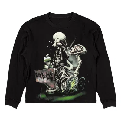 Pre-owned Cactus Jack By Travis Scott X Spongebob Rock Bottom Thermal Long-sleeve 'black' | Men's Size L